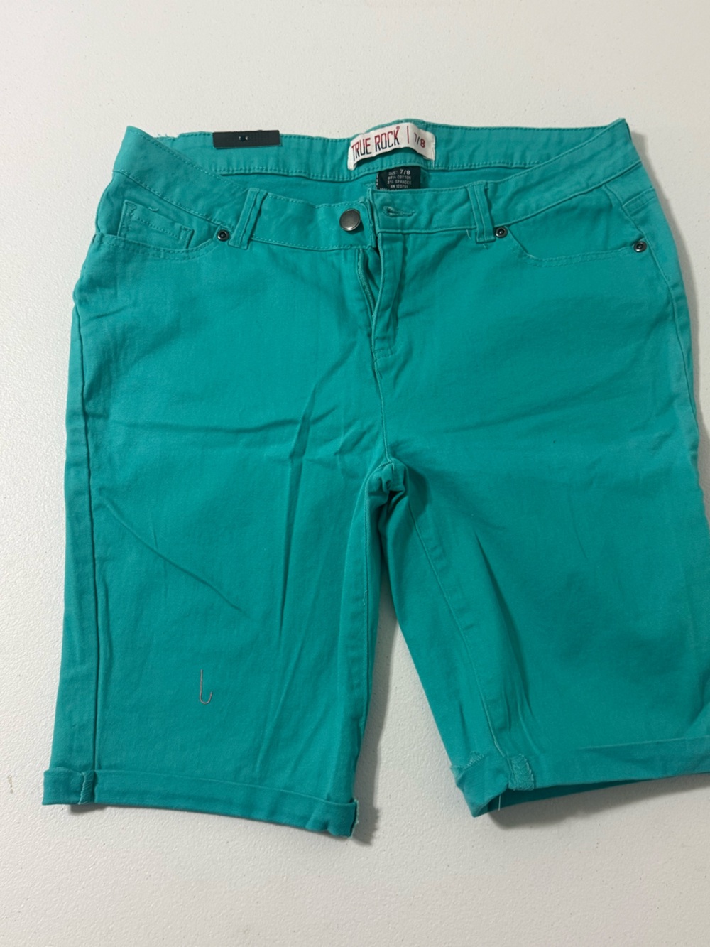 True Rock Girls Turquoise Chino Shorts 7/8 Stretch Cotton NWT